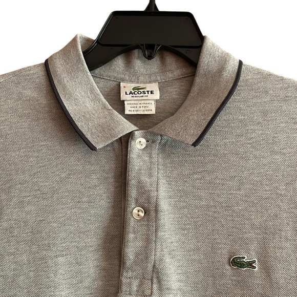 Lacoste Grey Regular Fit 100% Cotton Polo Shirt Size 6 - Picture 2 of 6